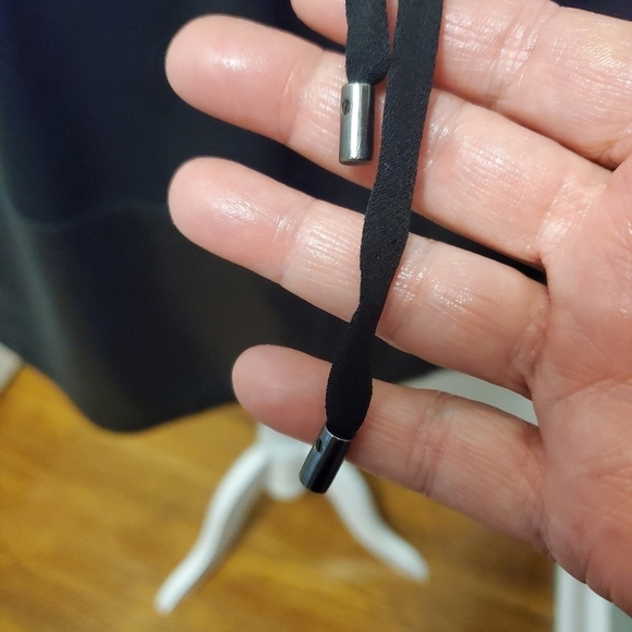 VINCE Lamb Leather Contrast Drawstring Black Dress Size Large, Chic, Stylish - Picture 8 of 15